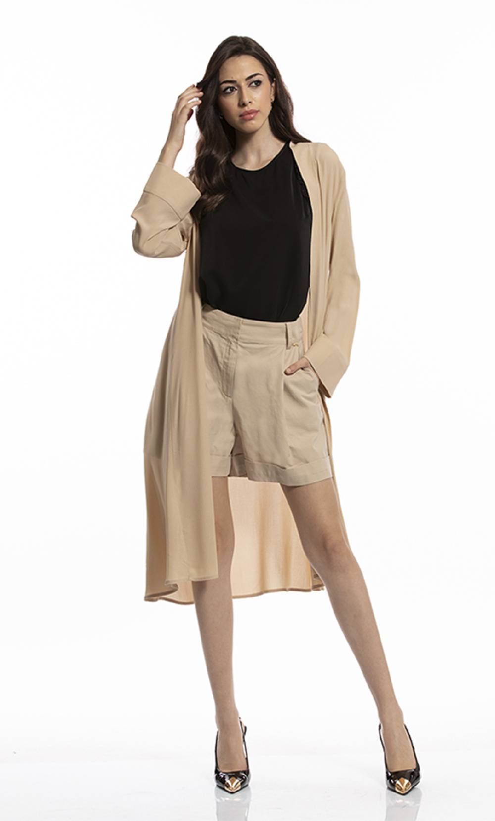 Koralline KIMONO IN VISCOSA CON PANNELLO PLISSETTATO In Linea
