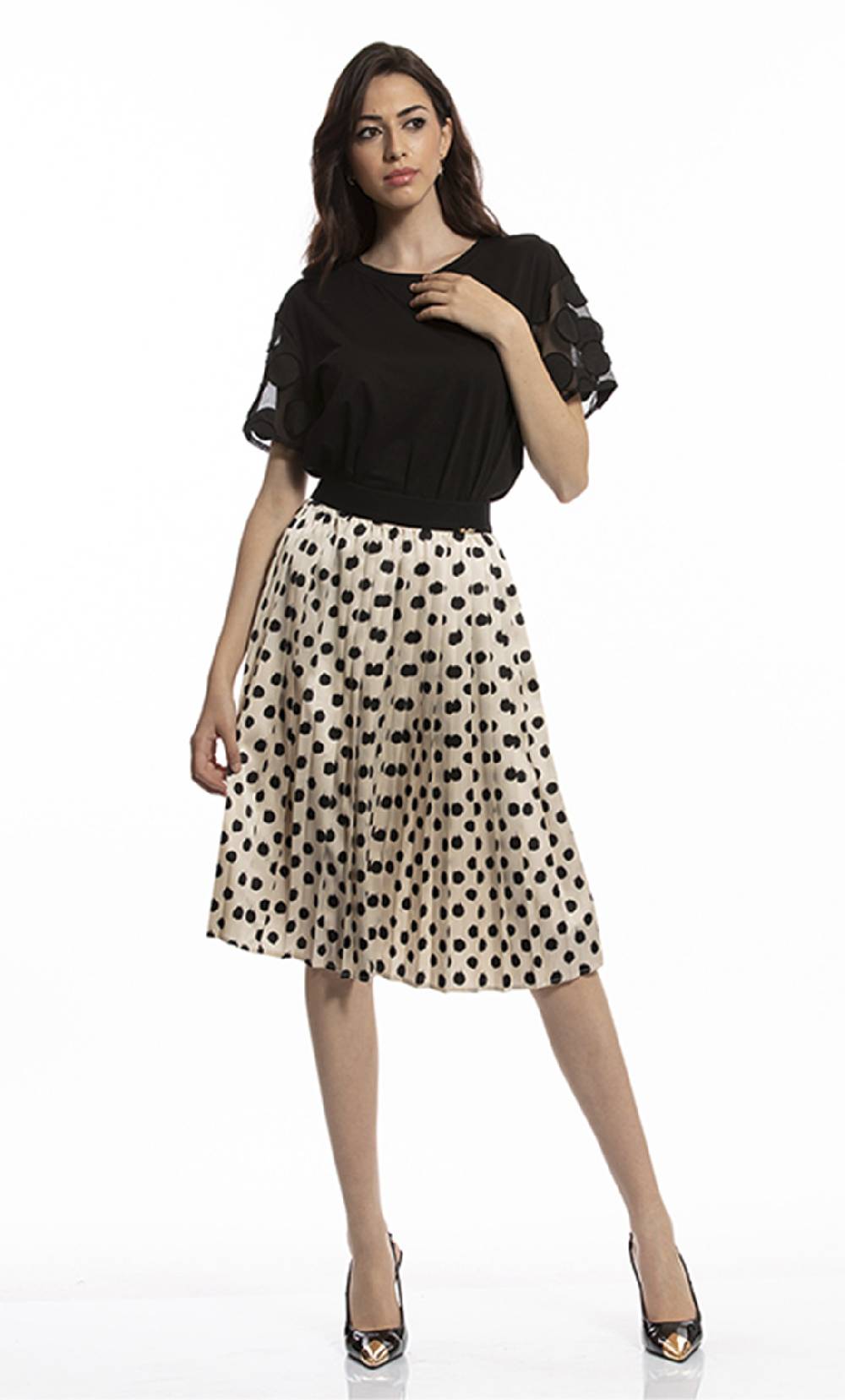 Koralline T-SHIRT CON MANICHE IN TESSUTO POIS Negozio