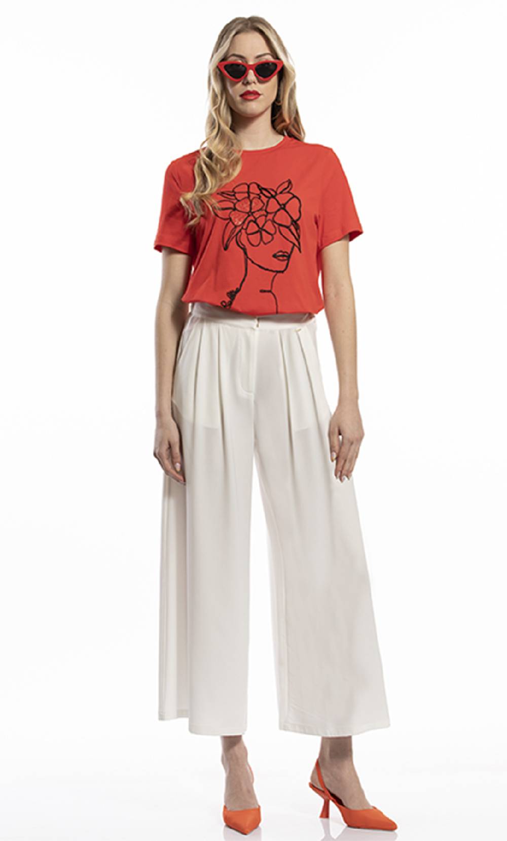 Koralline T-SHIRT CON VOLTO RICAMATO E STRASS Negozi Online