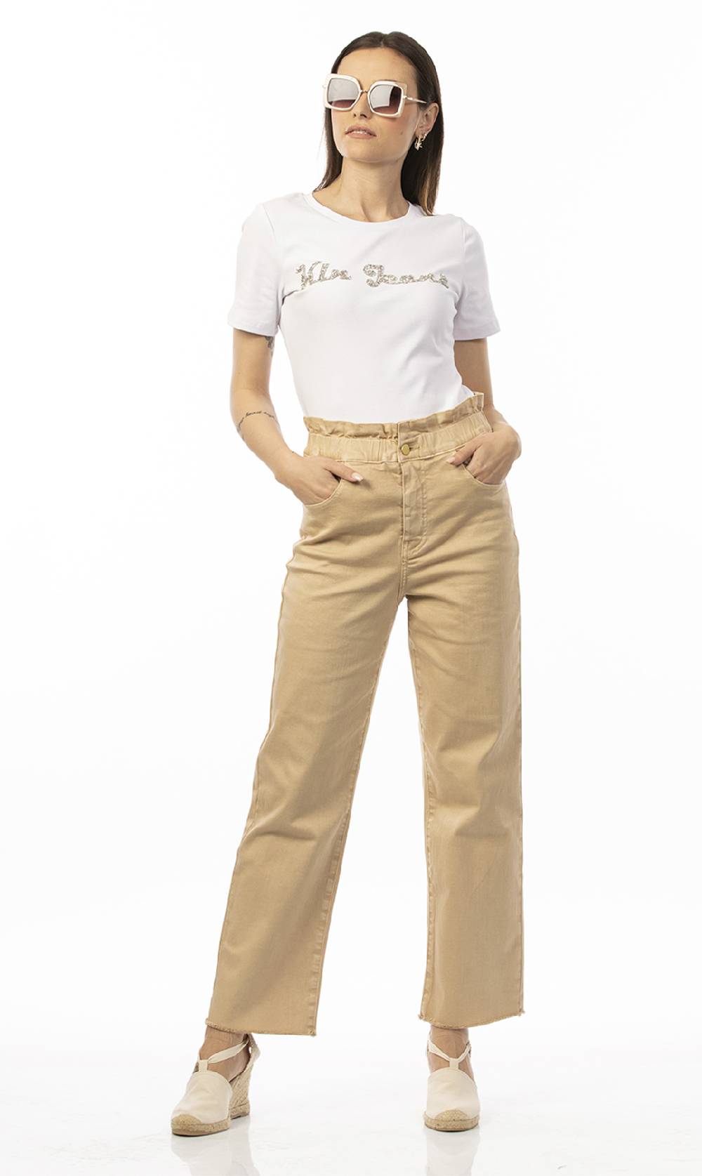 Koralline PANTALONE TINTO CAPO CON ELASTICO IN VITA Vendita Calda