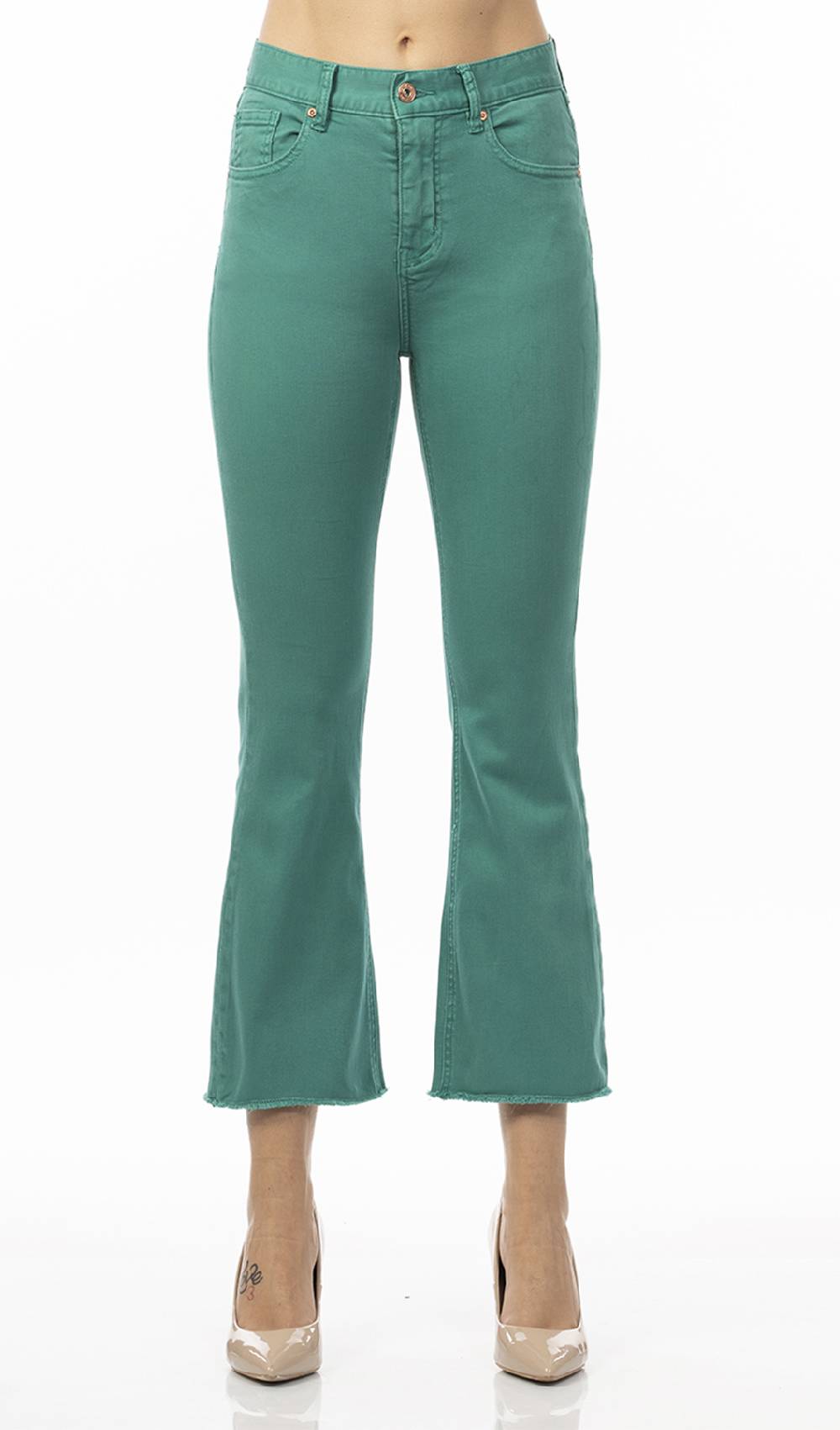 Koralline PANTALONE TINTO CAPO ZAMPETTA CROP Nuovo