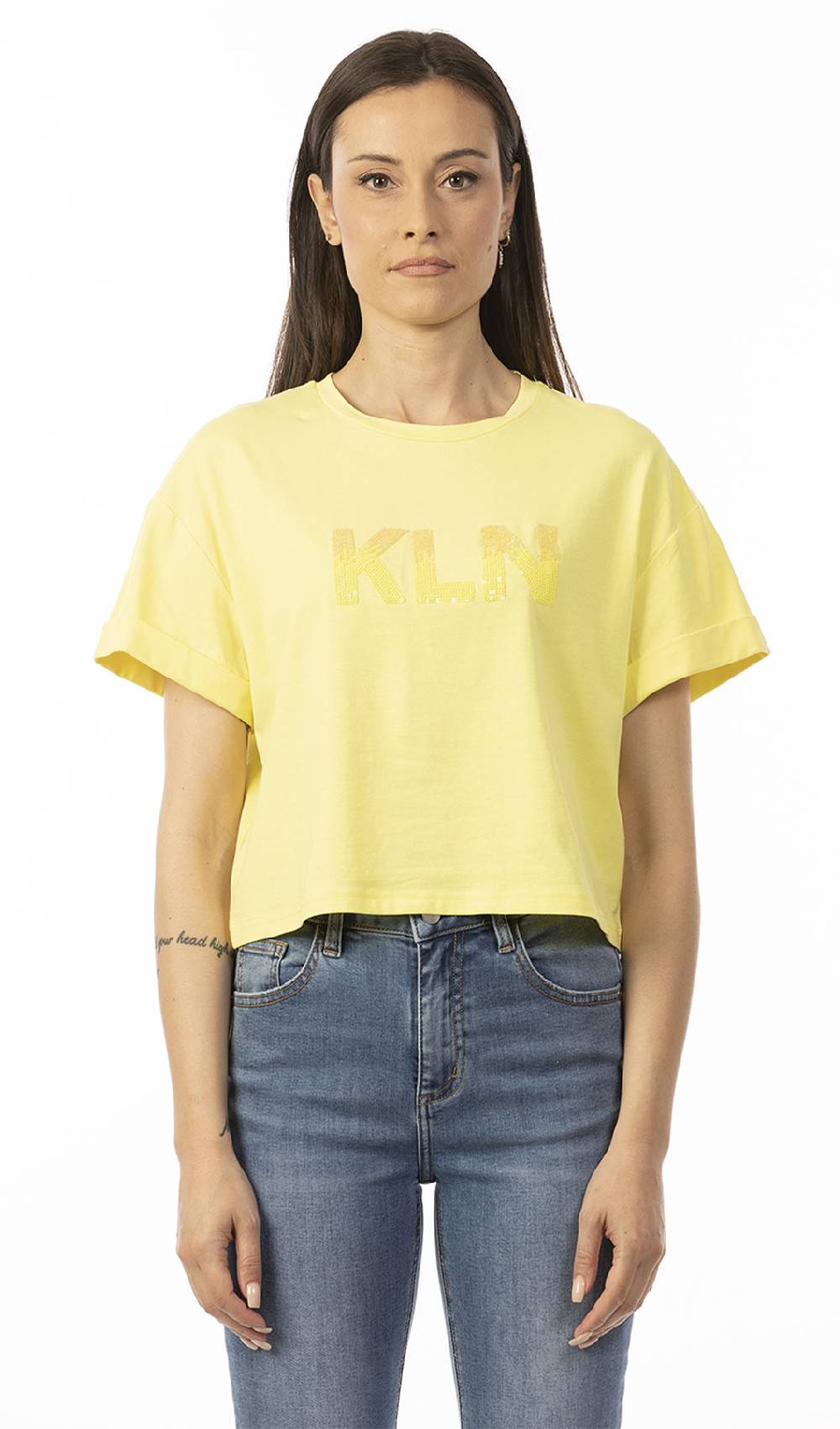 Koralline T-SHIRT CON LOGO PAILLETTES E PERLINE Outlet