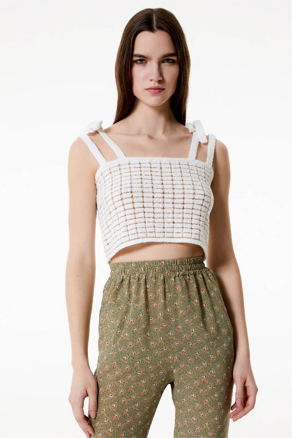 Kristina Ti GIULIA - Crop top with shoulder pads Goldy Bestseller
