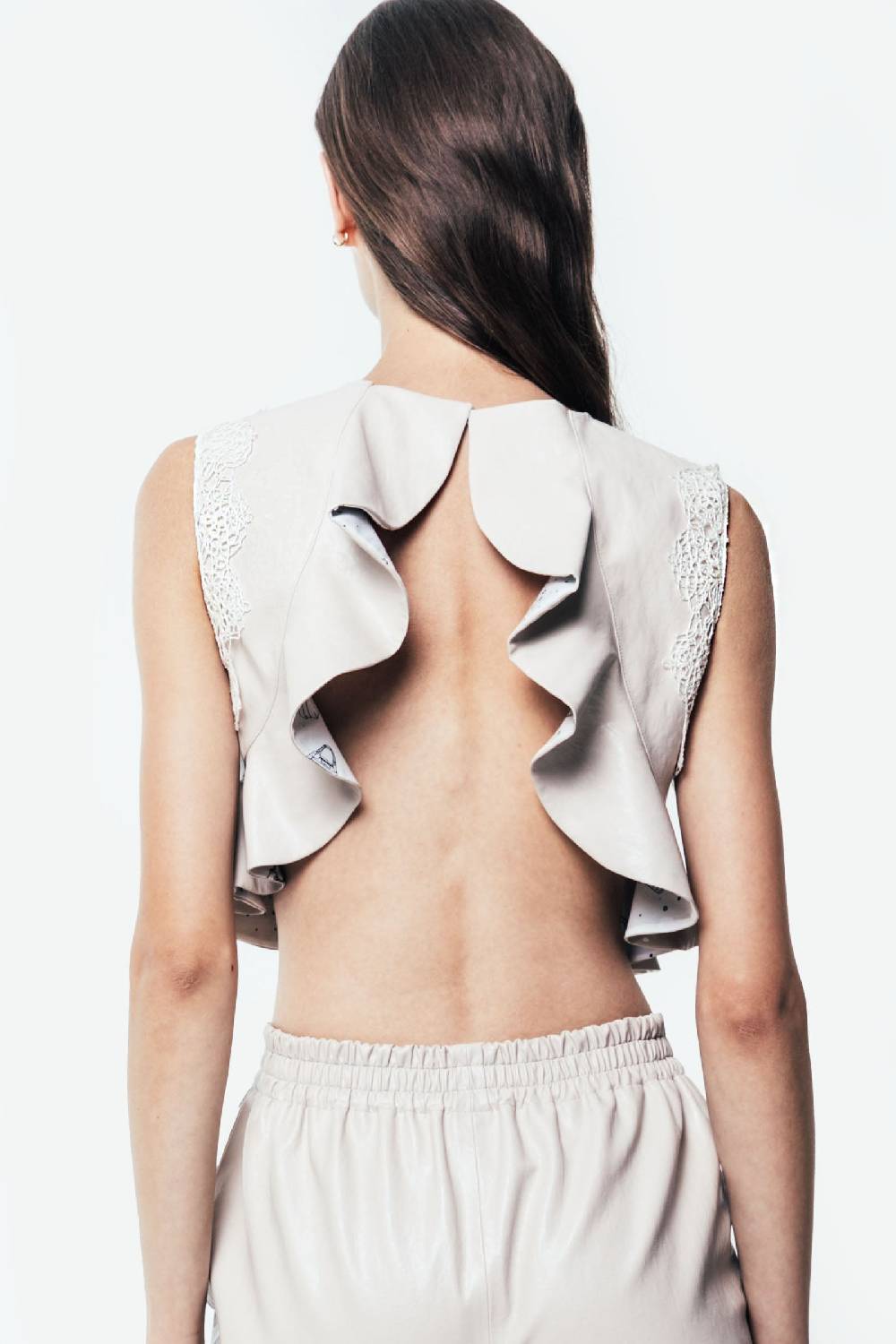 Kristina Ti ARIA - Eco-leather crop top Vendita Calda