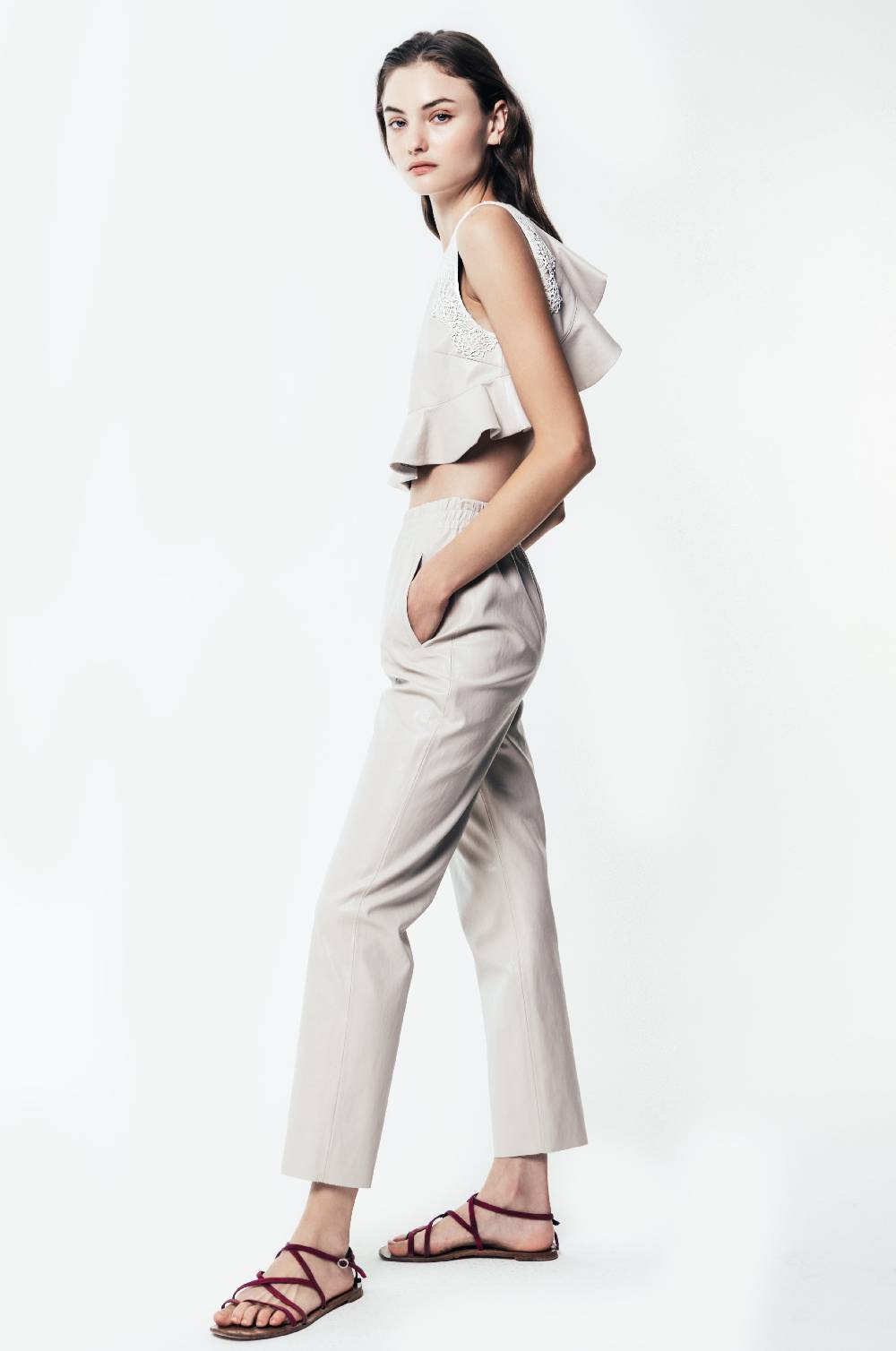 Kristina Ti ARIA - Eco-leather crop top Vendita Calda