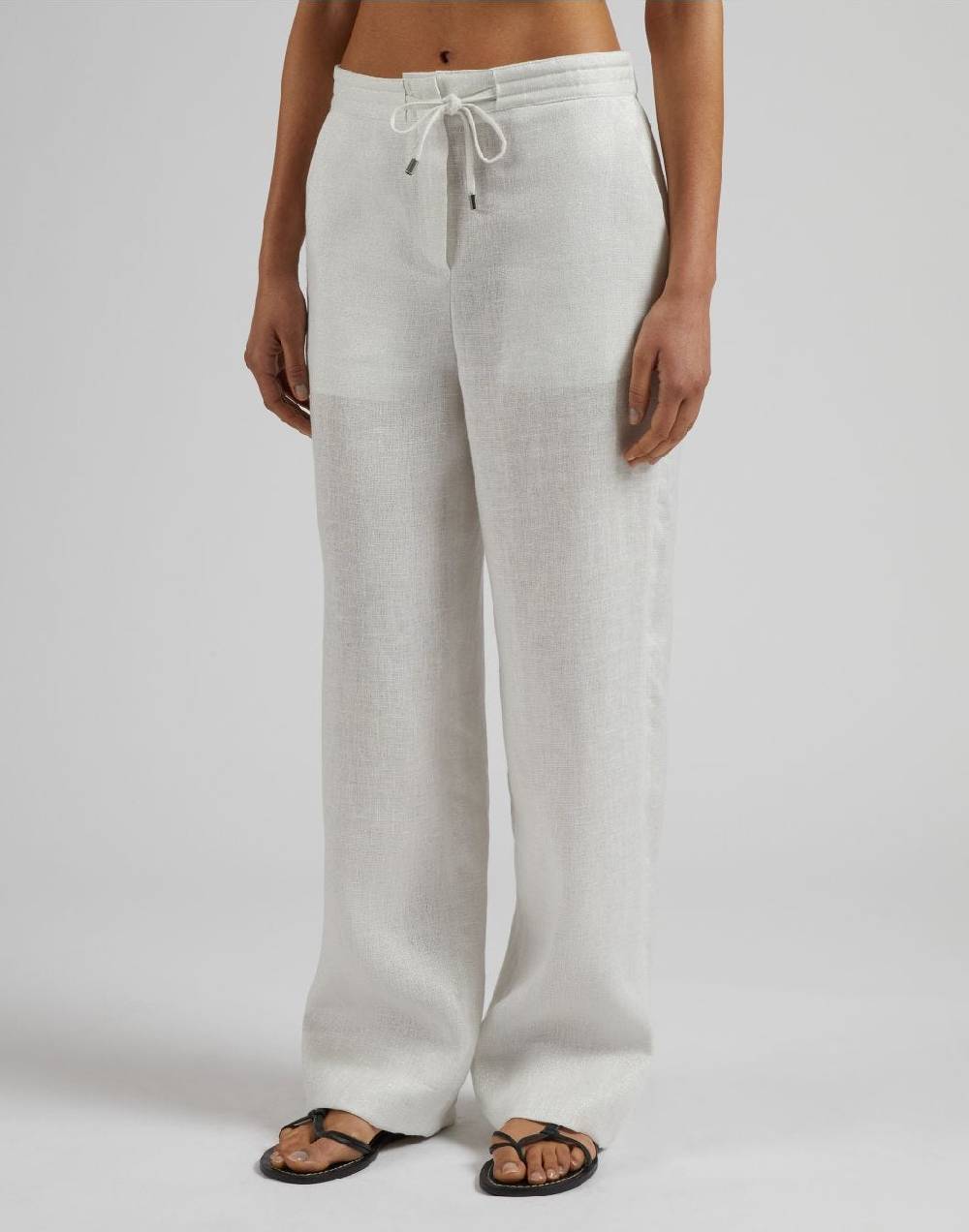Lardini Pantalone ampio in tela di lino lurex Cyber Monday