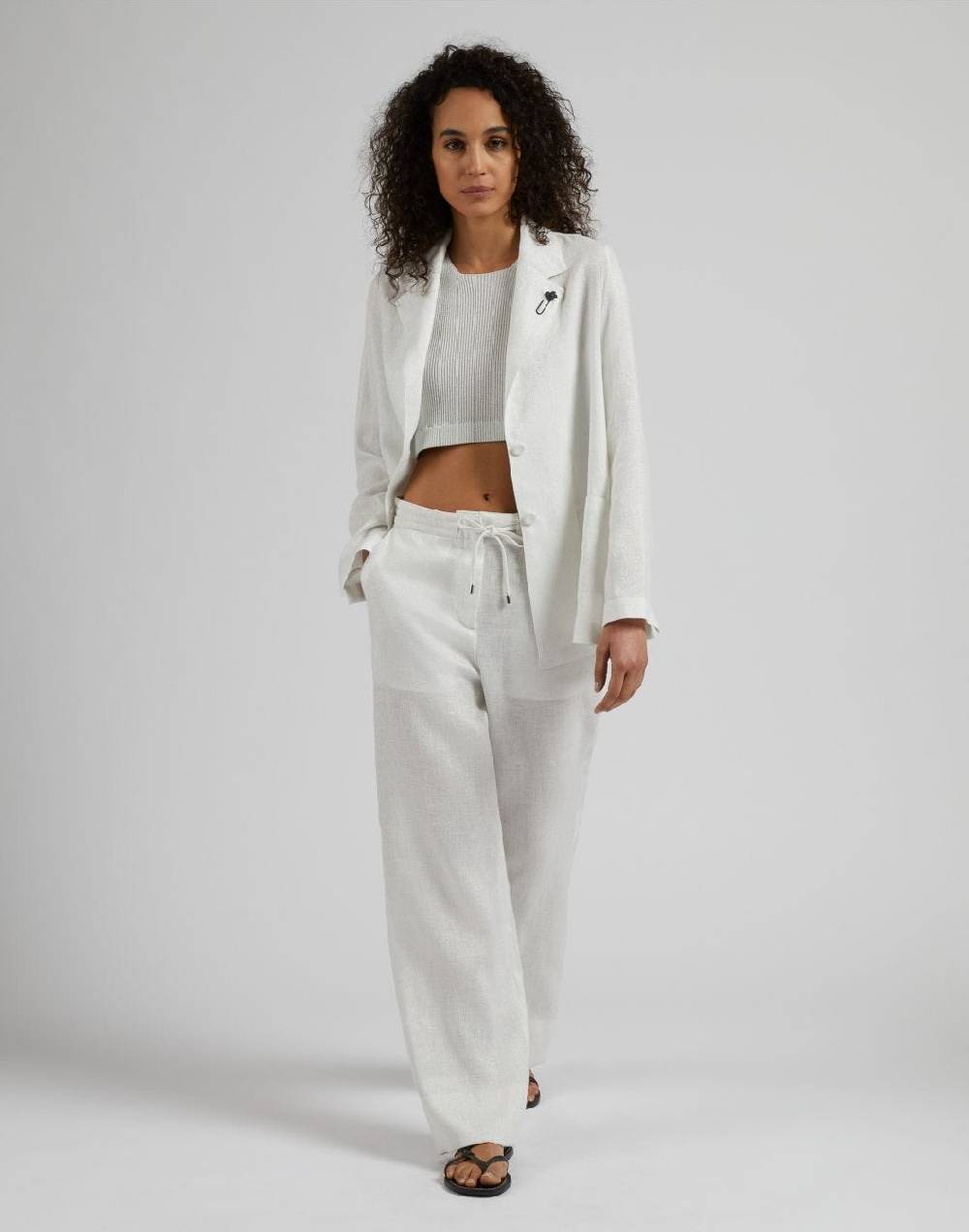 Lardini Pantalone ampio in tela di lino lurex Cyber Monday