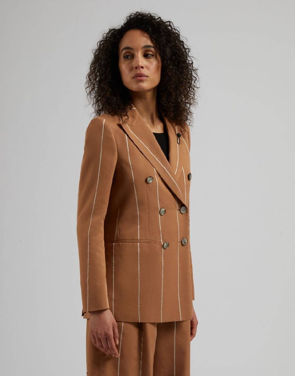 Lardini Blazer doppiopetto ruggine in viscosa gessato largo Ultimi due giorni