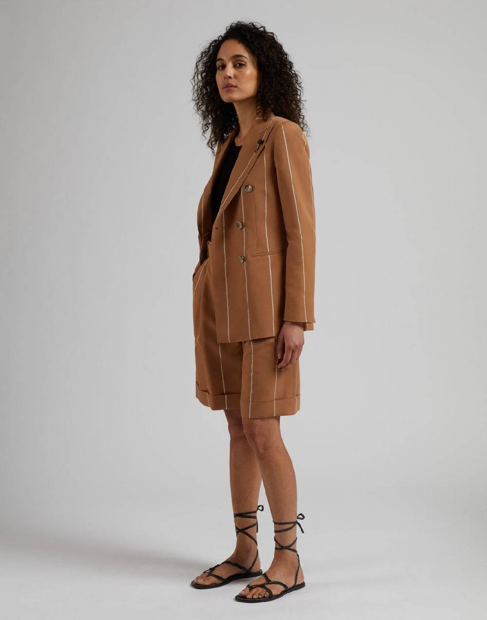 Lardini Blazer doppiopetto ruggine in viscosa gessato largo Ultimi due giorni