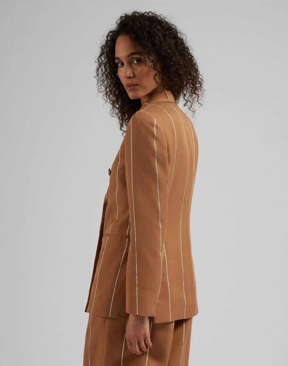 Lardini Blazer doppiopetto ruggine in viscosa gessato largo Ultimi due giorni
