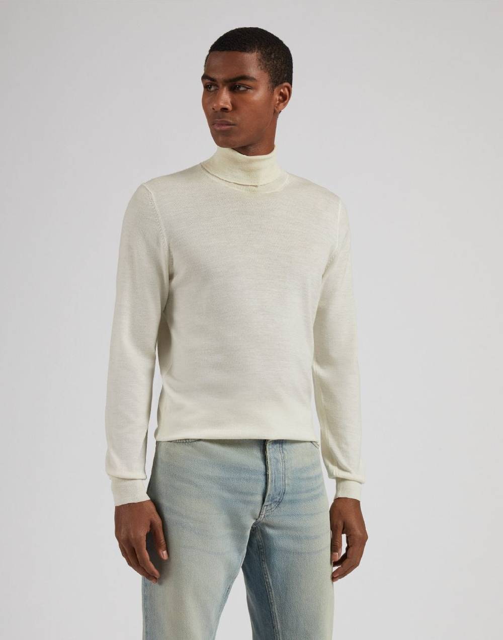 Lardini Dolcevita bianco in lana merino, seta e cashmere 50% di sconto con spedizione gratuita