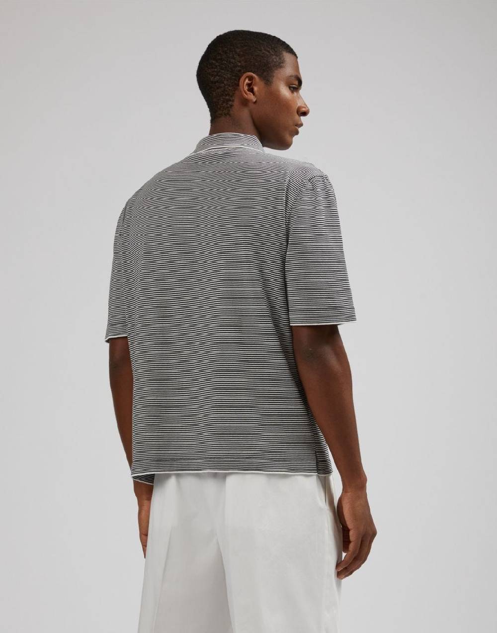 Lardini Polo in cotone crêpe jacquard bicolore Qualità