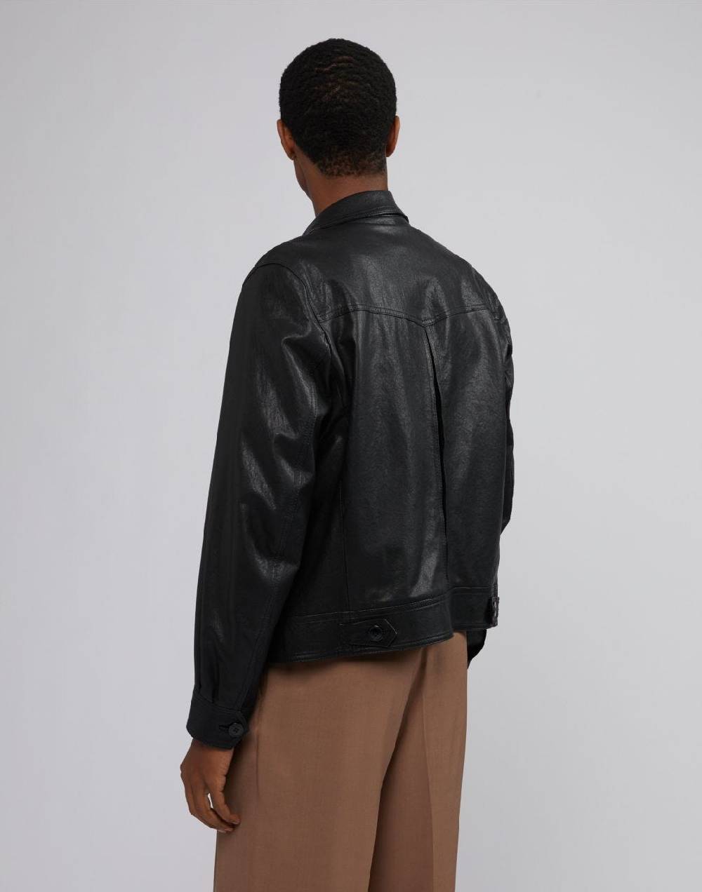 Lardini Giubbino in pelle nera foderato Offerta settimanale