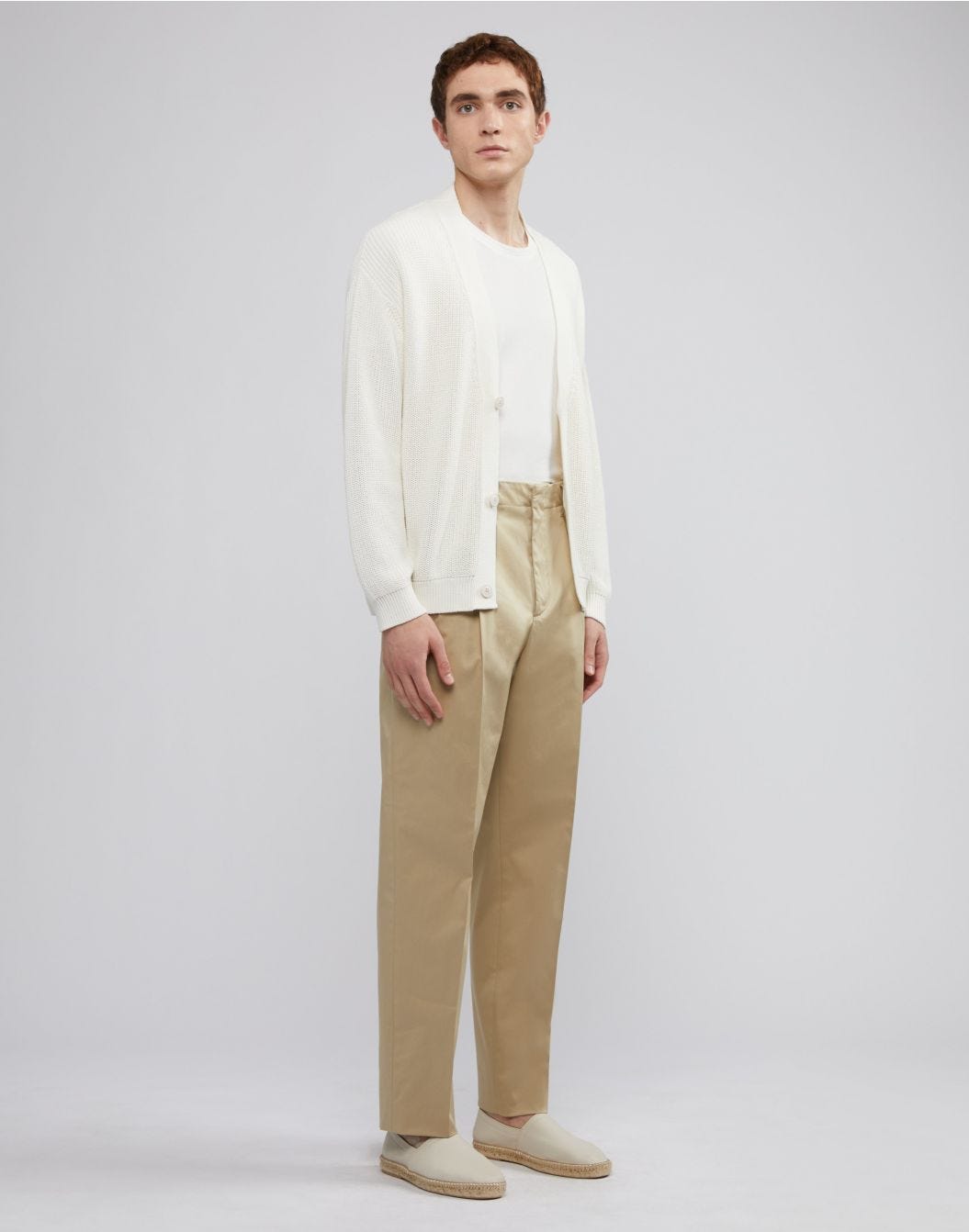 Lardini Pantalone beige in satin stretch di cotone Qualità Garantita