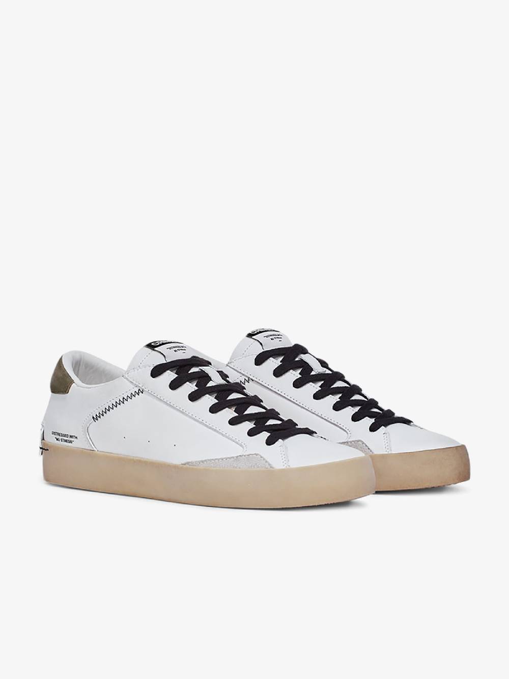CRIME LONDON Sneakers Distressed 16008PP5 uomo pelle bianco Vendita Calda