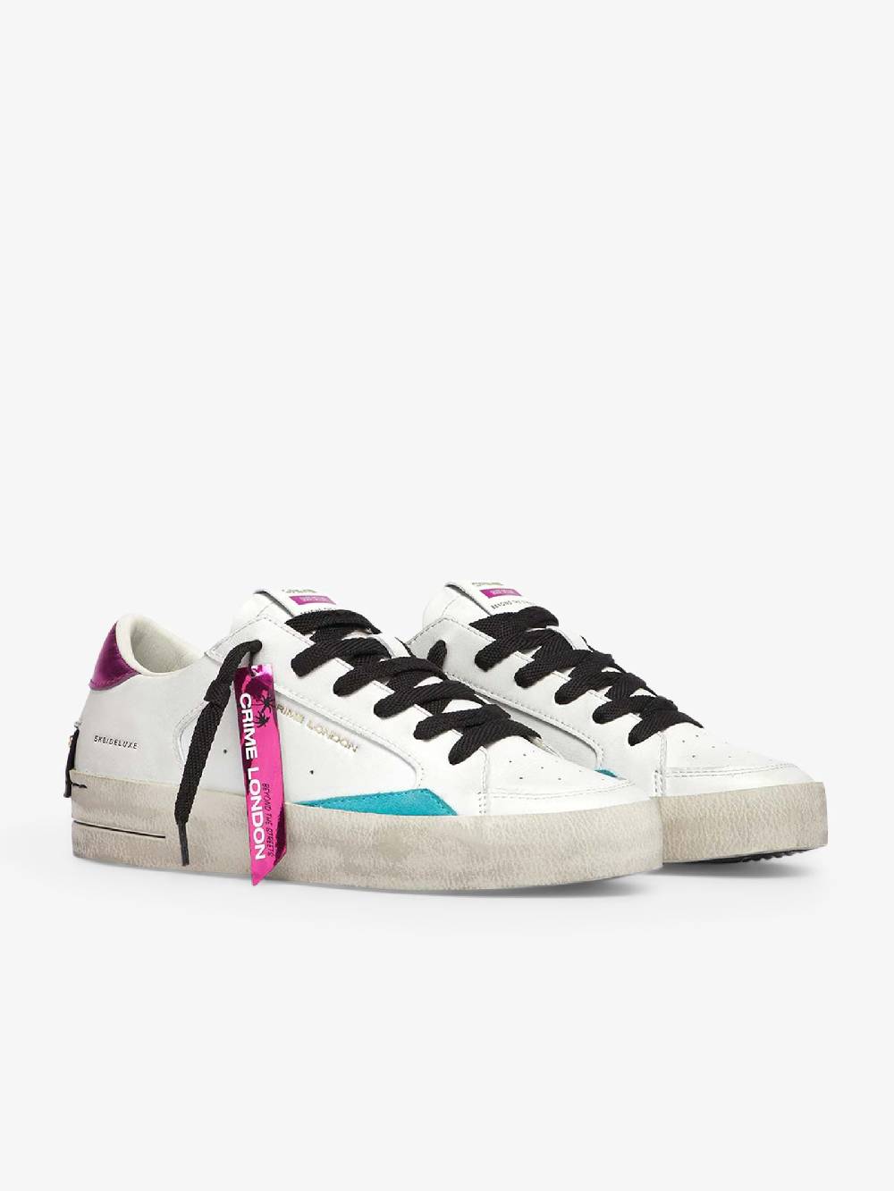CRIME LONDON Sneakers SK8 Deluxe 28106AA6 donna pelle bianco Presa