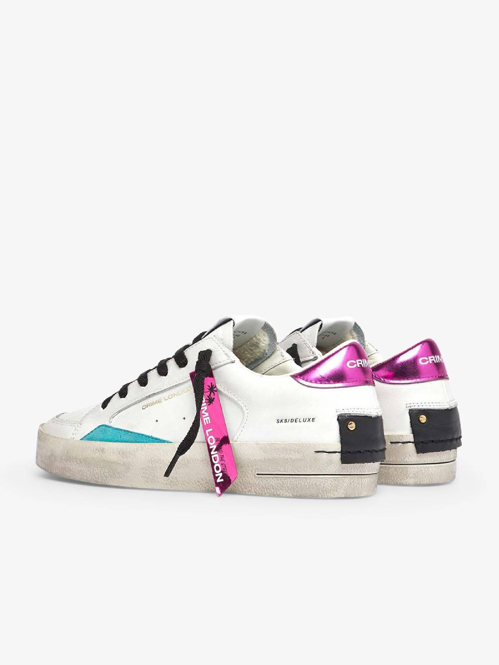 CRIME LONDON Sneakers SK8 Deluxe 28106AA6 donna pelle bianco Presa