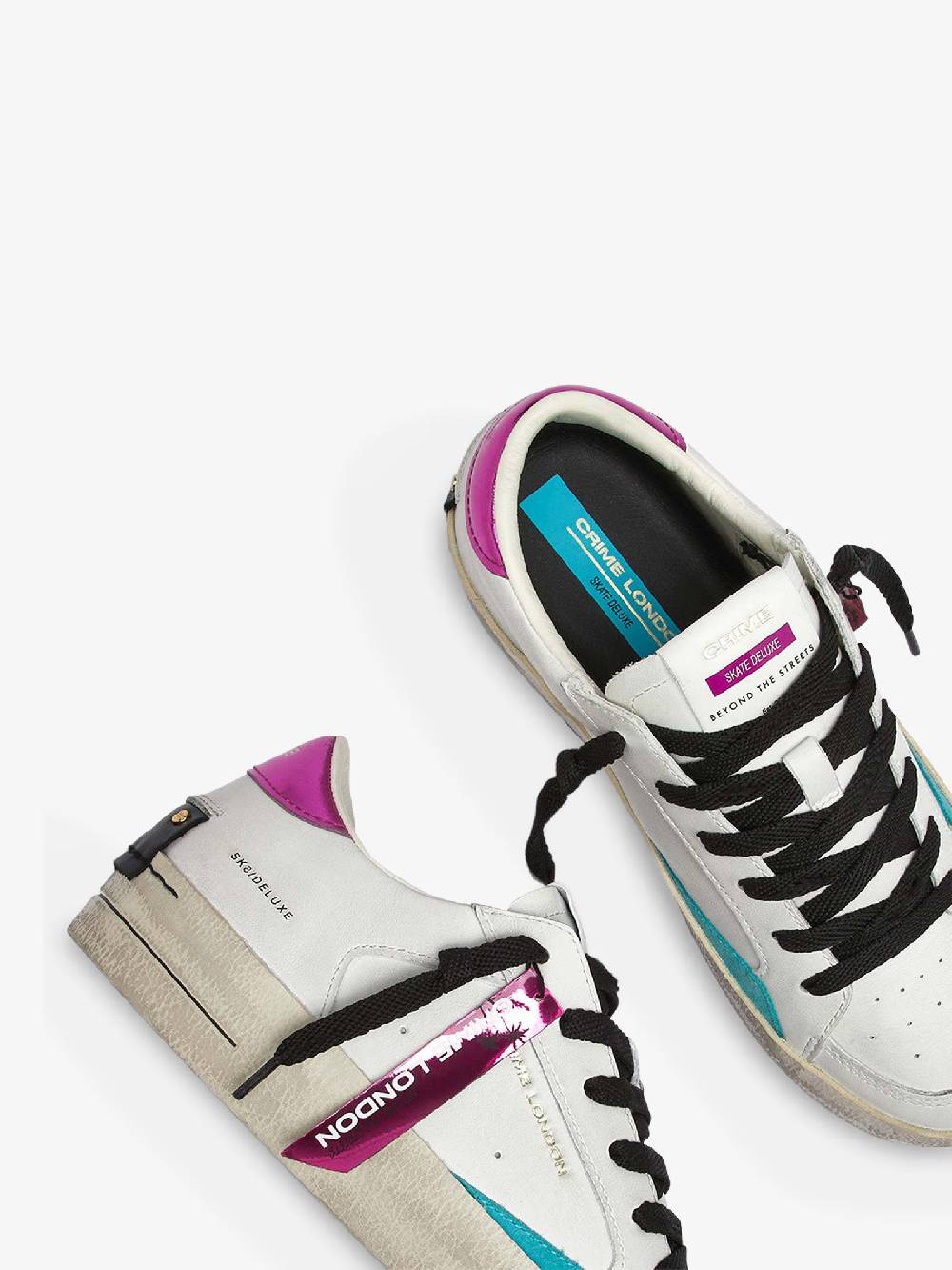 CRIME LONDON Sneakers SK8 Deluxe 28106AA6 donna pelle bianco Presa