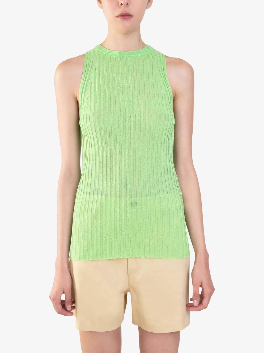 ALYSI Top a costina glossy 204411P4022 donna viscosa verde Esporta salva