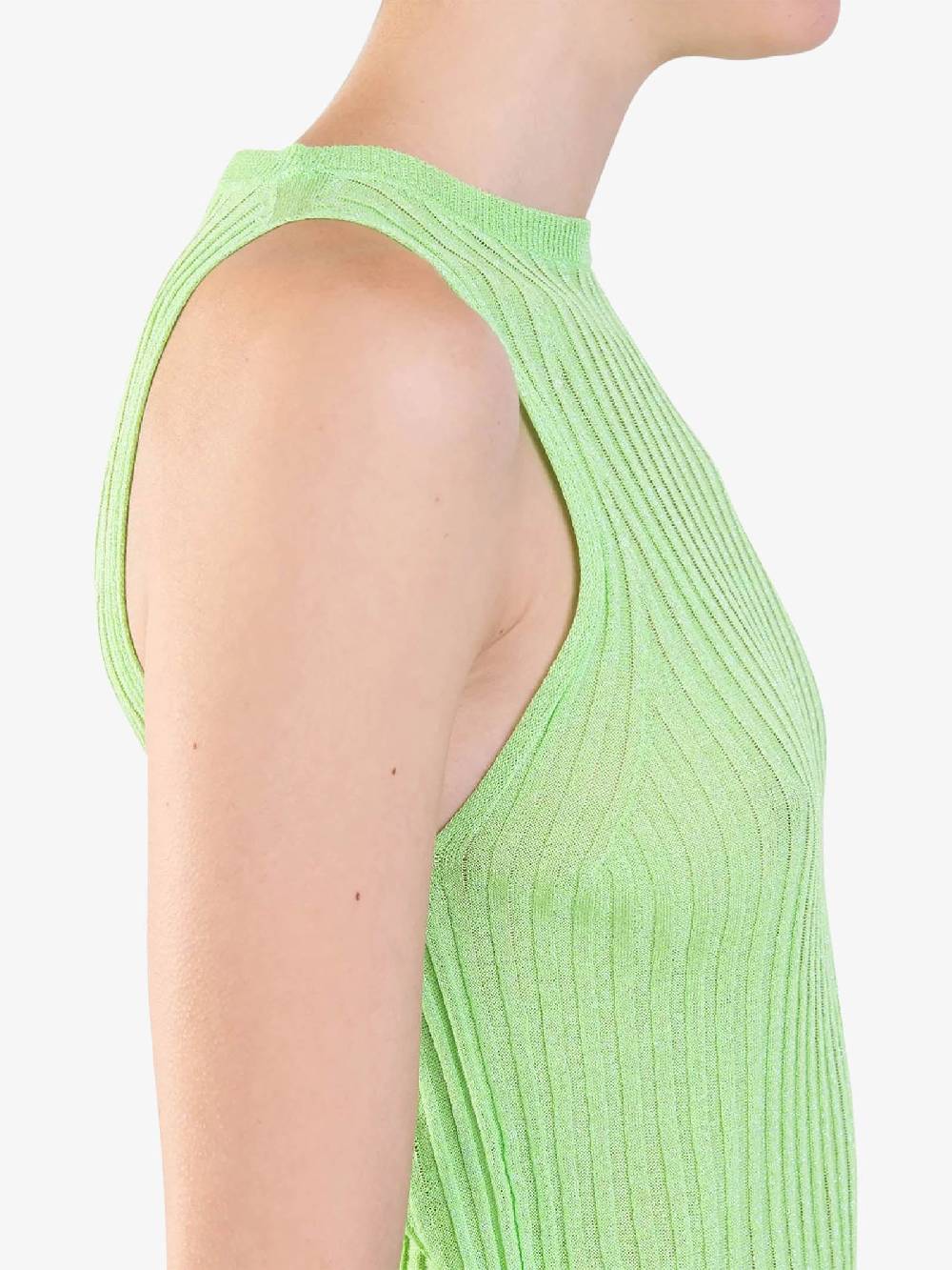 ALYSI Top a costina glossy 204411P4022 donna viscosa verde Esporta salva