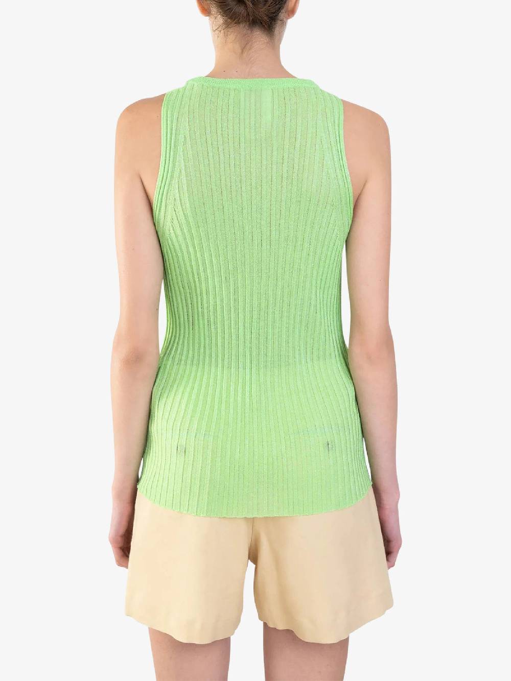 ALYSI Top a costina glossy 204411P4022 donna viscosa verde Esporta salva