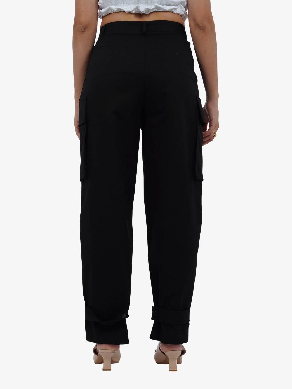 VICOLO Pantalone con tasconi TB0046 donna cotone nero Pezzi Unici