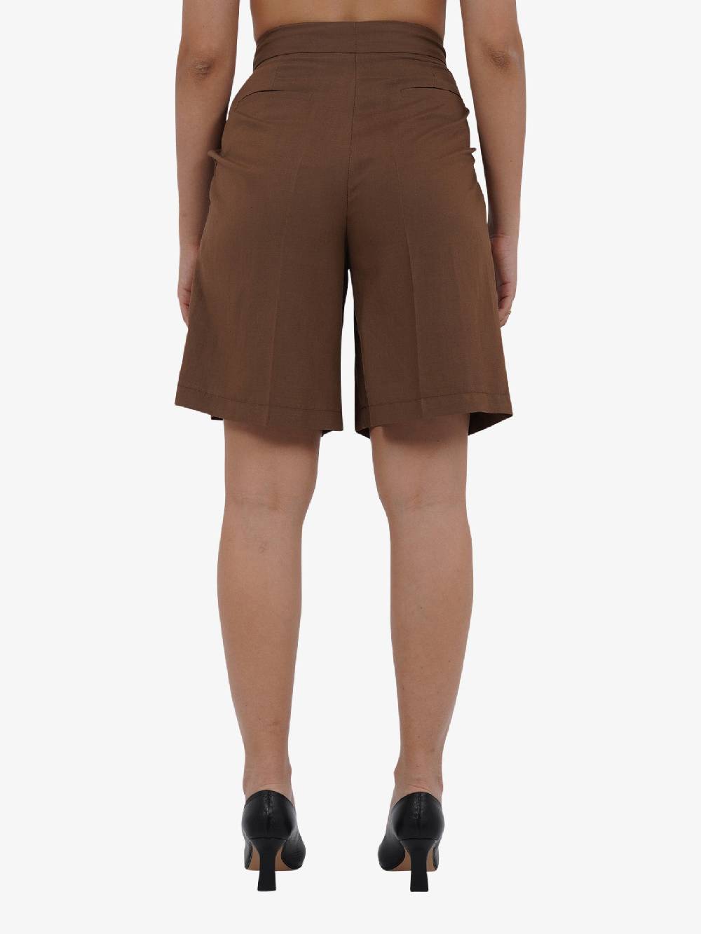 VICOLO Bermuda con pieghe TB1568 donna viscosa marrone Acquista Ora