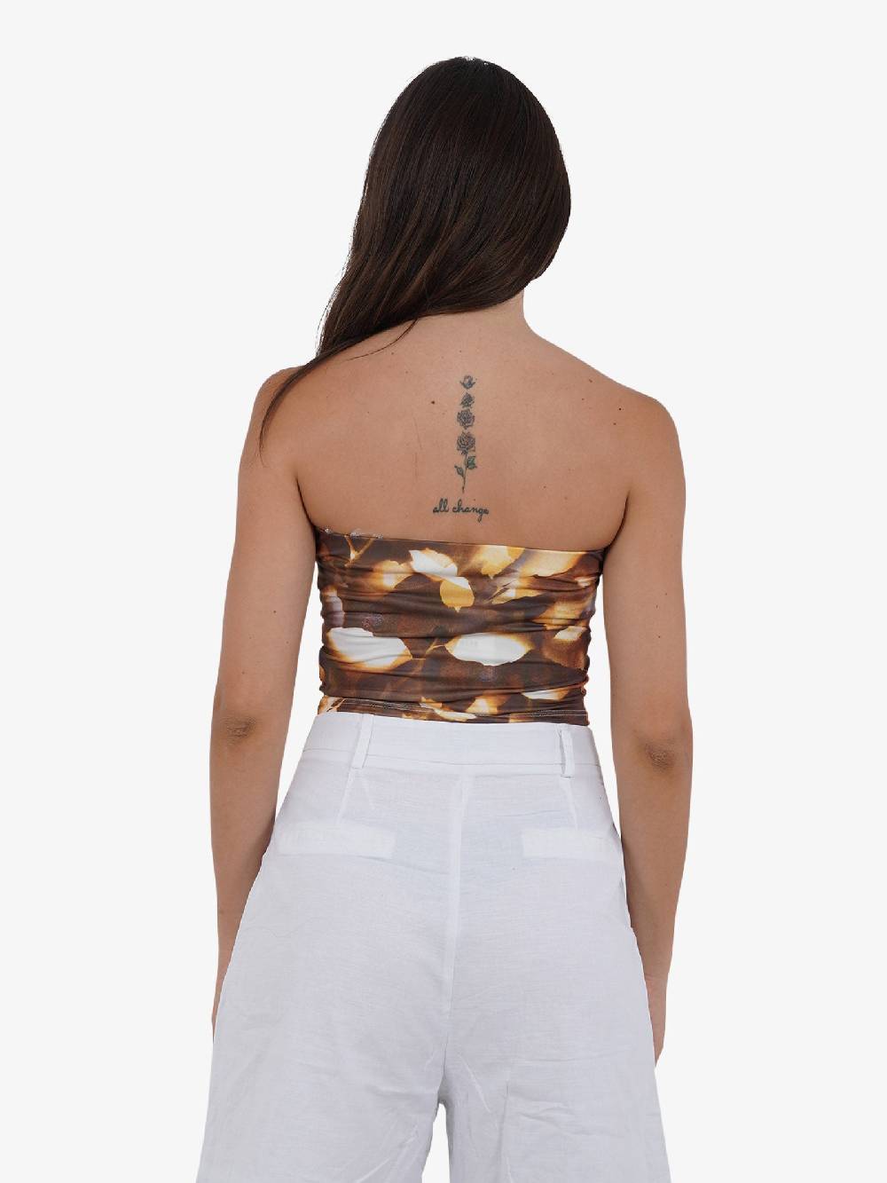 GLAMOROUS Top corto a fascia CK7513 donna marrone In Vendita
