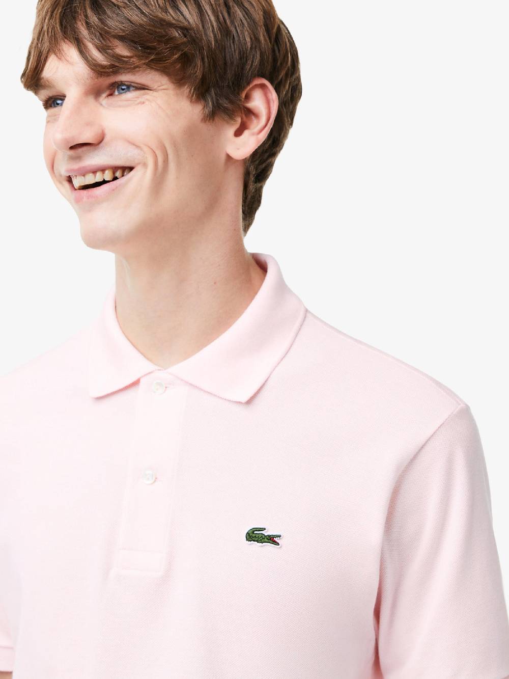 LACOSTE Polo regolare uomo in cotone rosa Hotsell