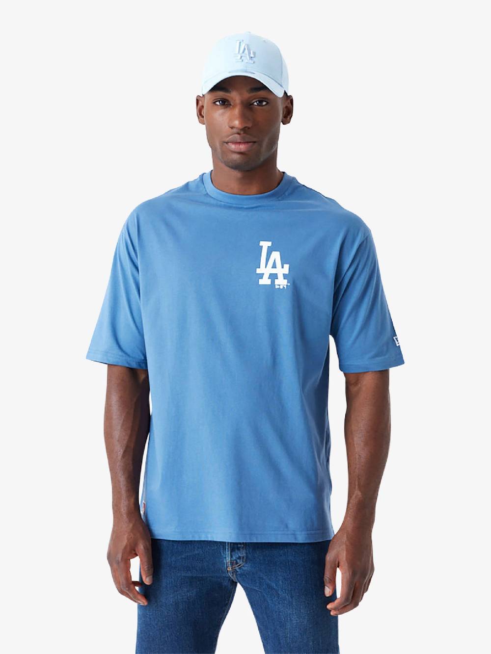 NEW ERA T-shirt Oversize LA Dodgers MLB World Series 60502659 uomo cotone azzurro Economico