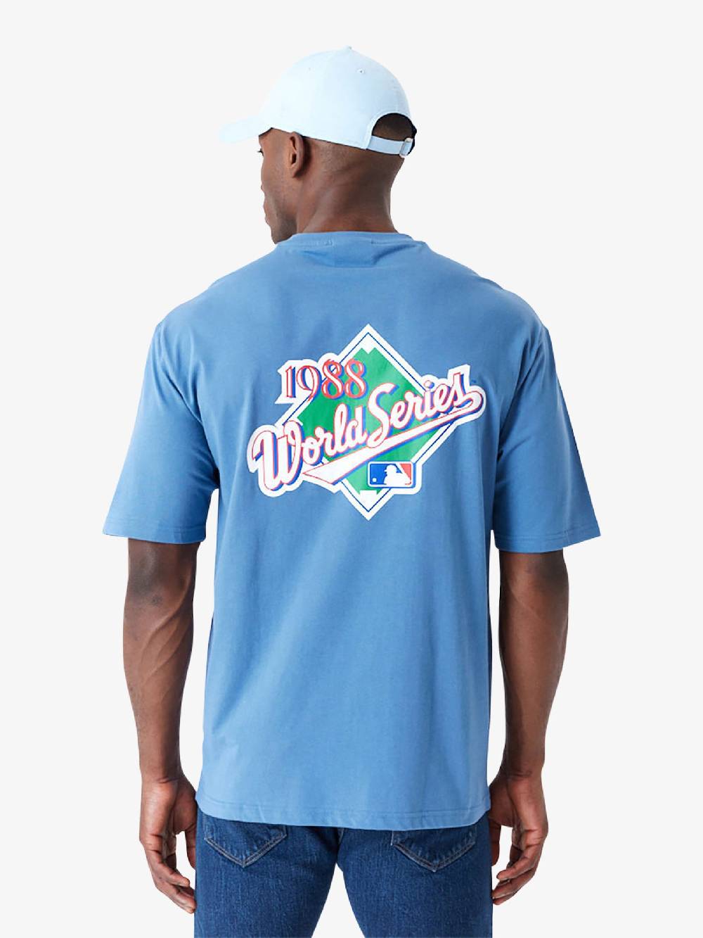 NEW ERA T-shirt Oversize LA Dodgers MLB World Series 60502659 uomo cotone azzurro Economico