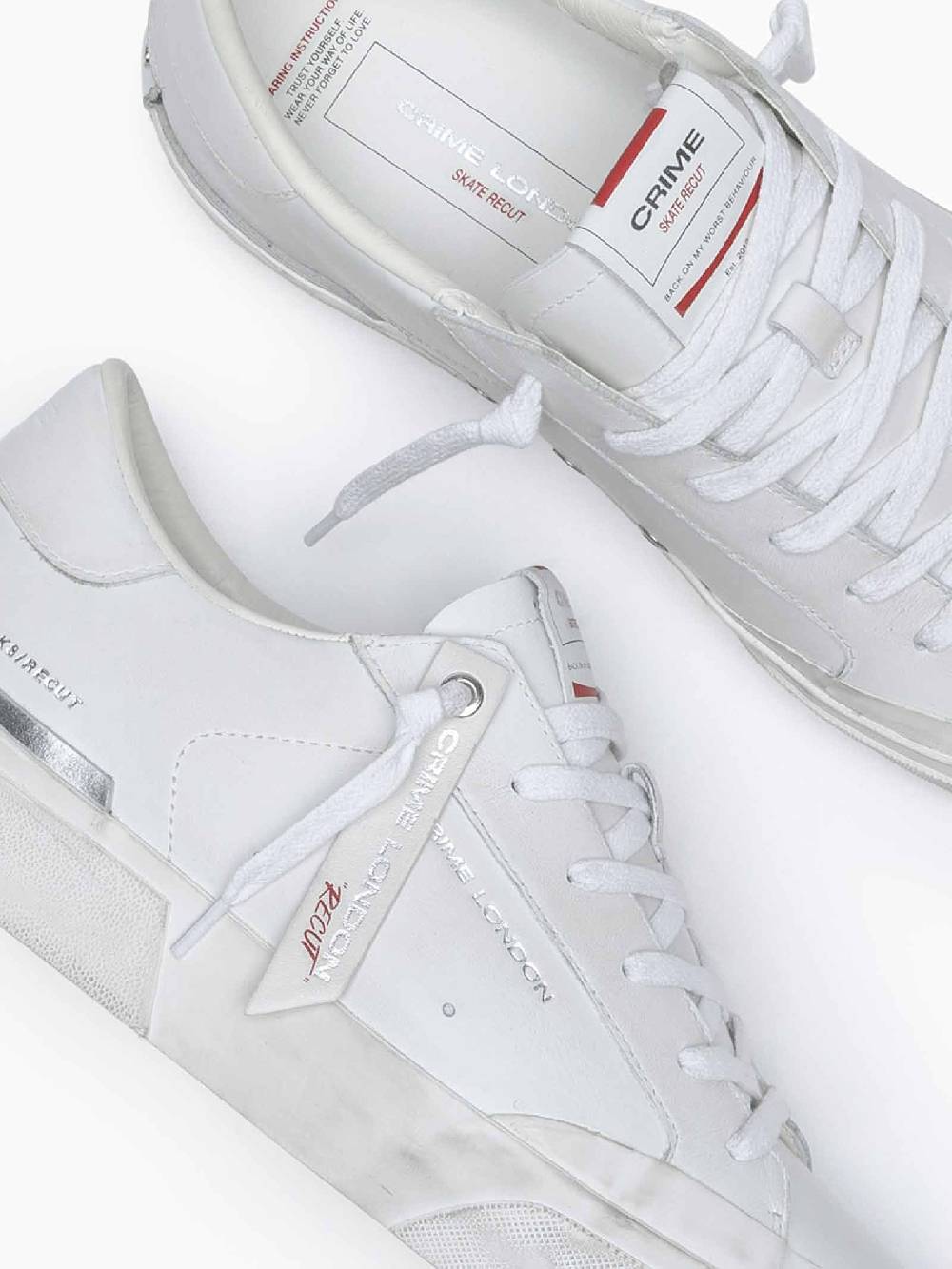 CRIME LONDON Sneakers Recut 17051PP6 uomo in pelle bianco Outlet