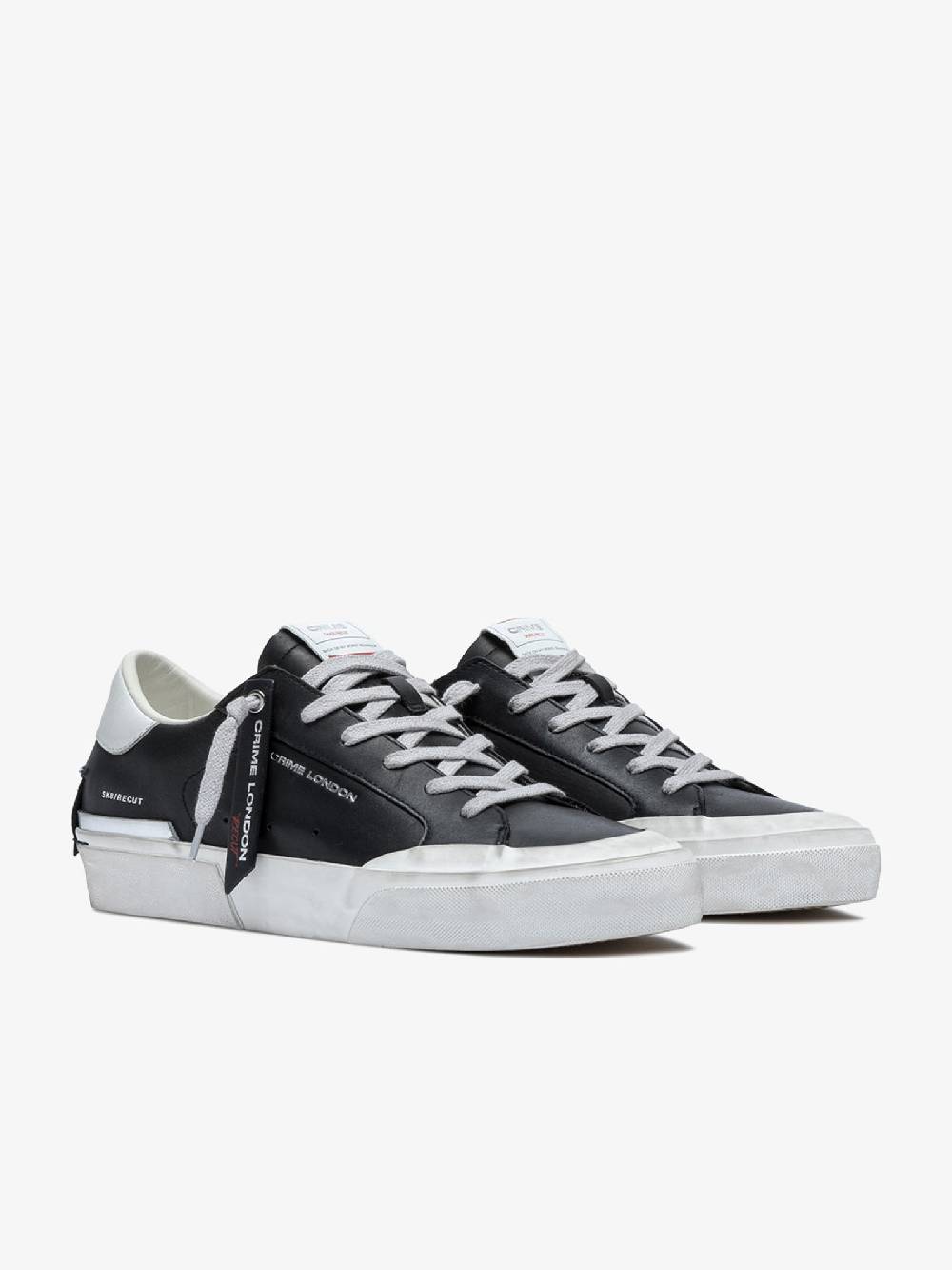CRIME LONDON Sneakers Recut 17050PP6 uomo in pelle nero In Vendita