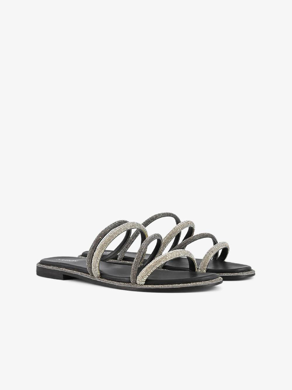 CB FUSION Sandali bassi con fasce strass CBF.R224010 donna pelle grigio Vendita
