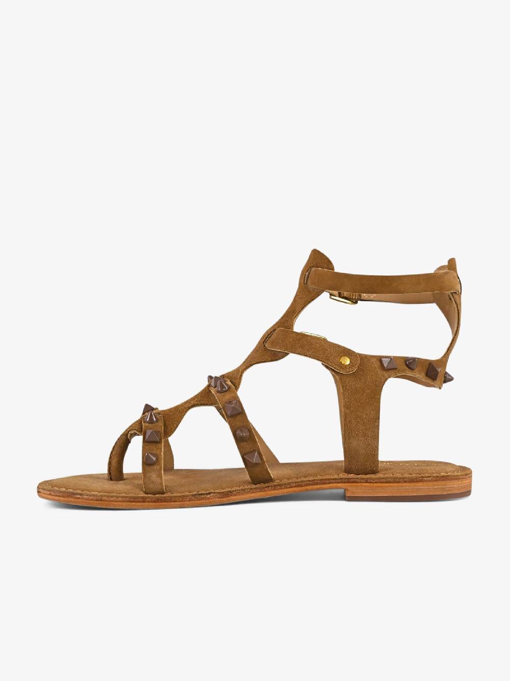 CB FUSION Sandali bassi gladiatore borchie piramidali CBF.R224001 donna pelle marrone Offerta speciale della fabbrica