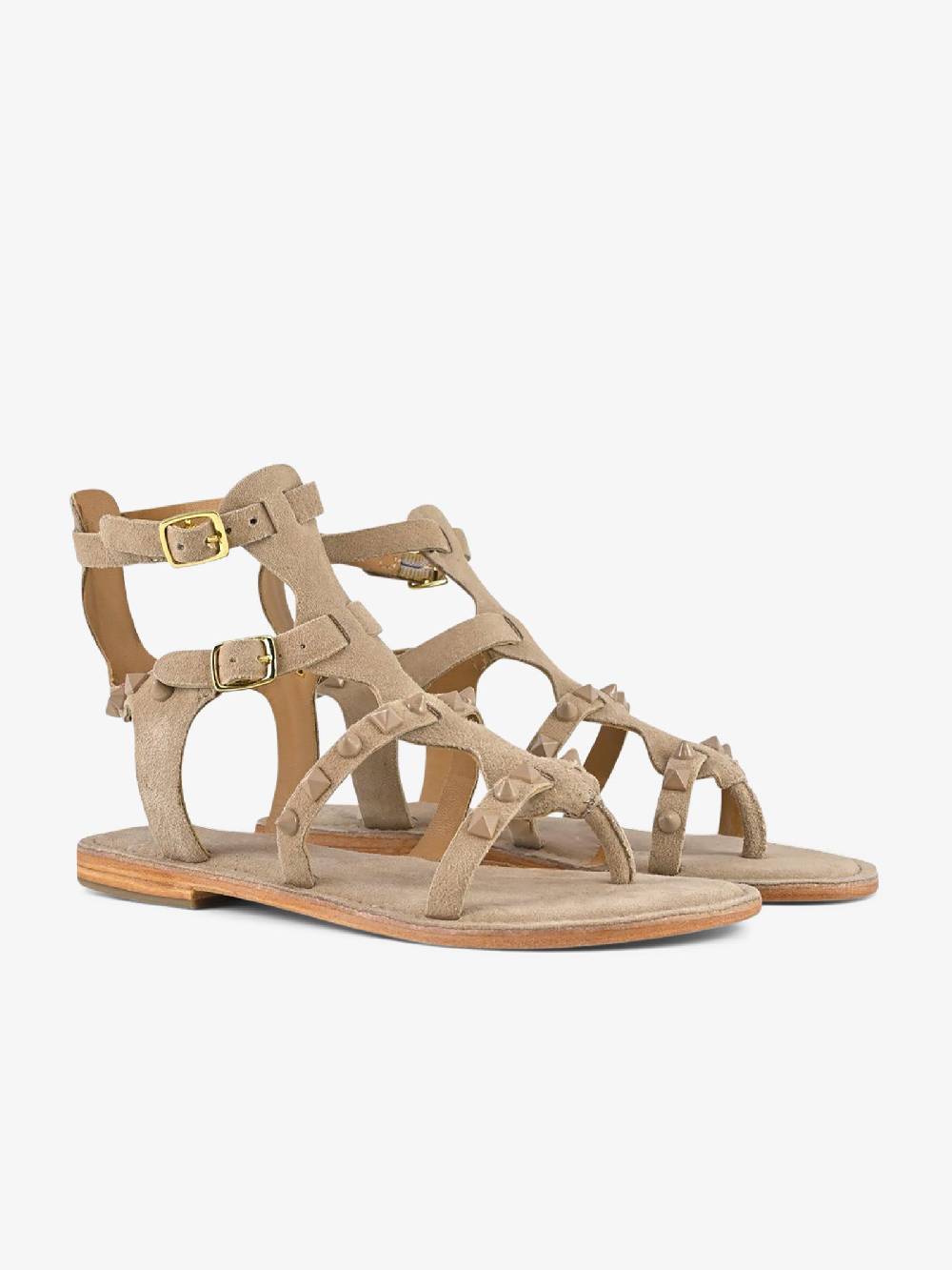 CB FUSION Sandali bassi gladiatore borchie piramidali CBF.R224001 donna pelle beige Sostegno trimestrale