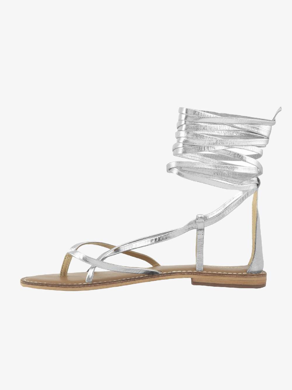 CB FUSION Sandali bassi argento donna con lacci in pelle Shopping Online