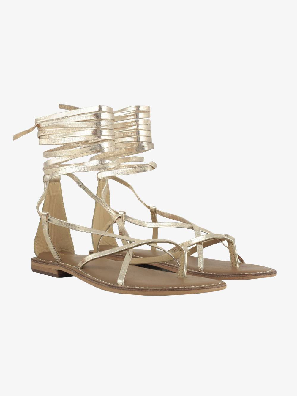 CB FUSION Sandali bassi oro donna con lacci in pelle Affare Del Giorno