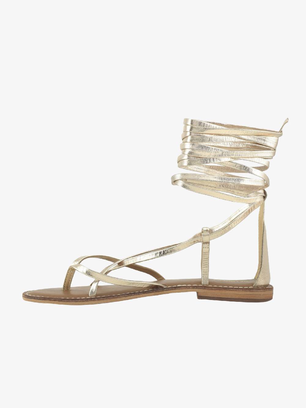 CB FUSION Sandali bassi oro donna con lacci in pelle Affare Del Giorno