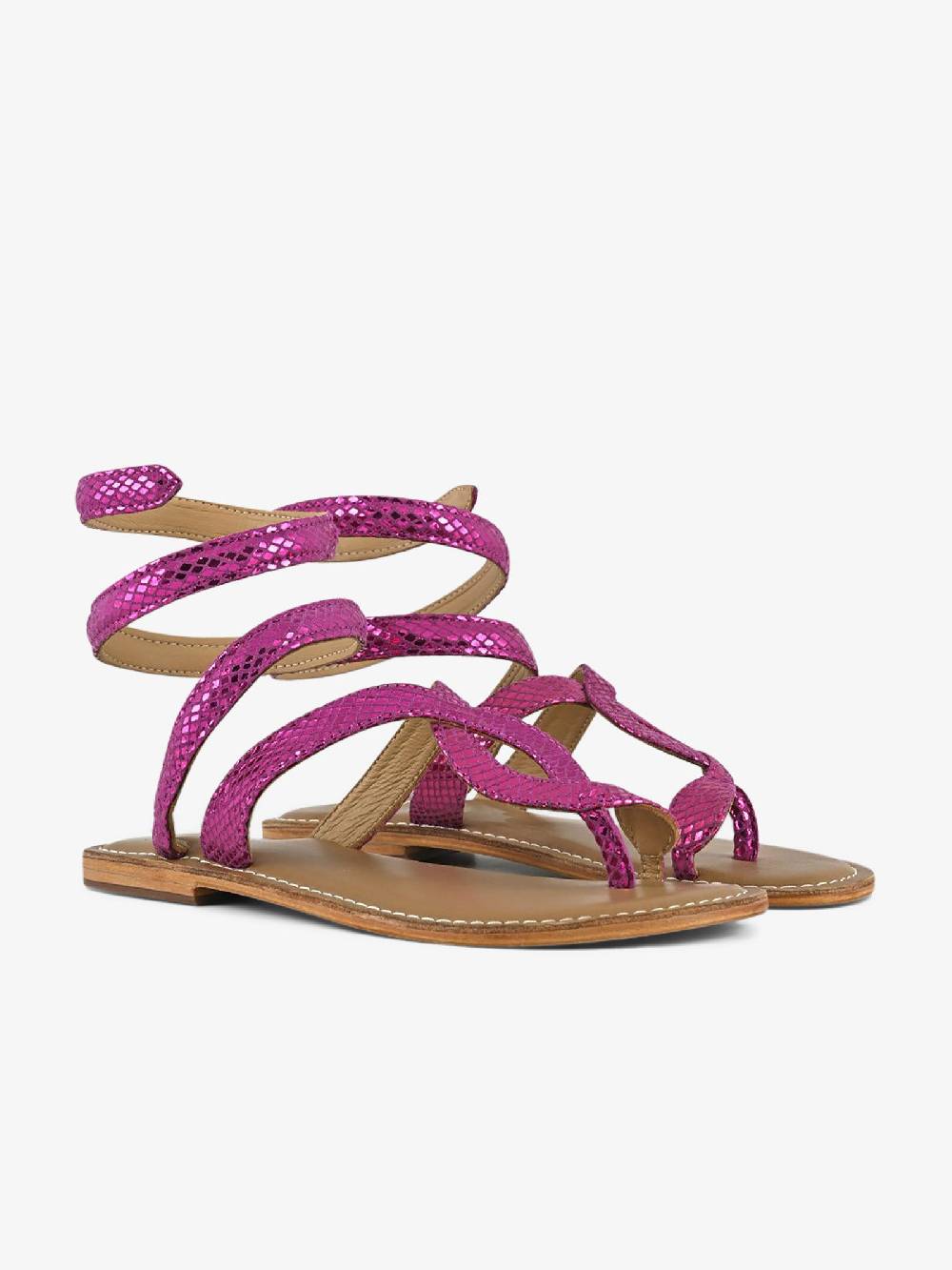 CB FUSION Sandali bassi wrap up laminato CBF.R217037 donna pelle fucsia Prezzo Ridotto