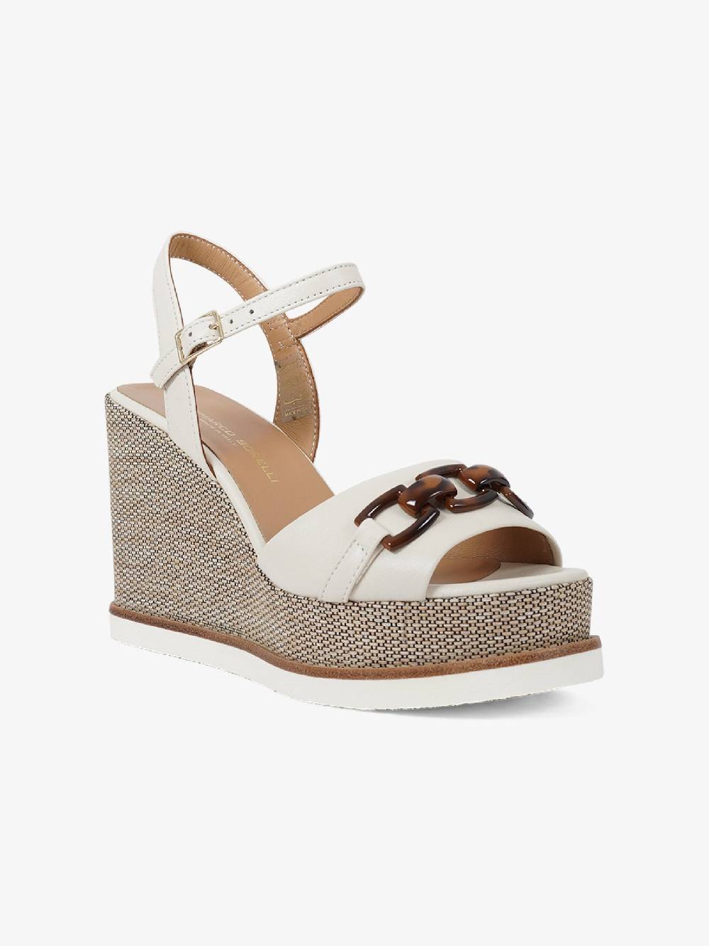 SORELLI Sandali con zeppa Vale 2165/VALE/XLG donna pelle panna Nuovo