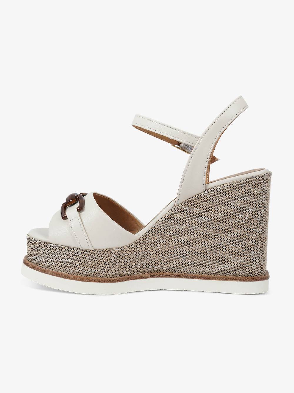 SORELLI Sandali con zeppa Vale 2165/VALE/XLG donna pelle panna Nuovo