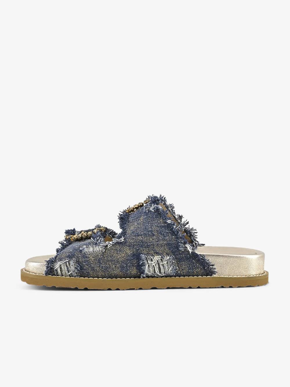 CORAL BLUE Ciabatte gioiello denim sfrangiato CB.K224.23 donna pelle blu Qualità Garantita