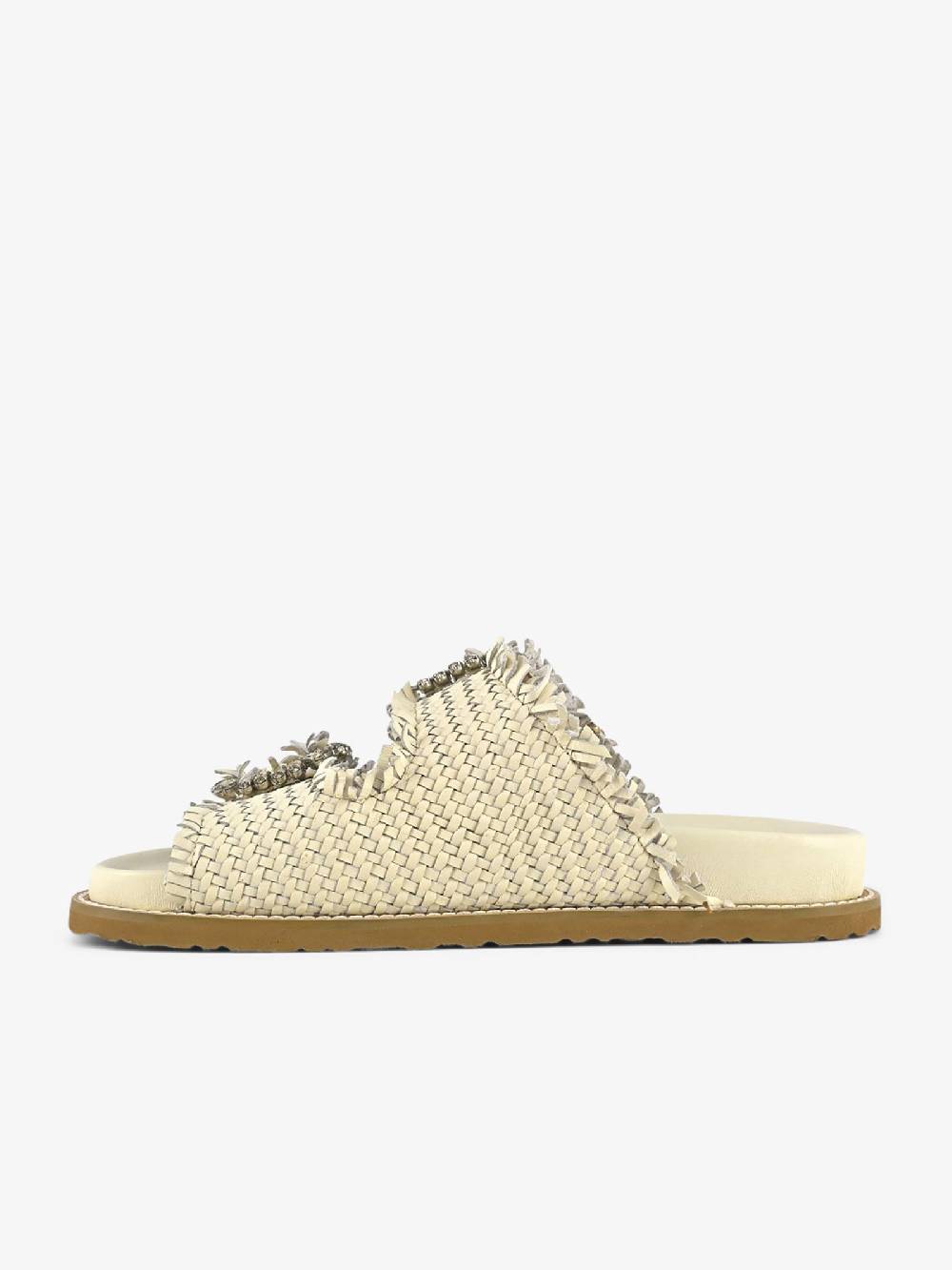 CORAL BLUE Ciabatte gioiello pelle intrecciata CB.K221.02 donna pelle bianco Negozi Online