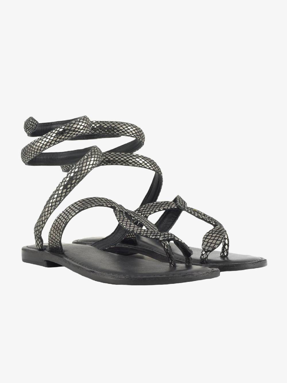 CB FUSION Sandali donna in pelle laminata argento Sottocosto