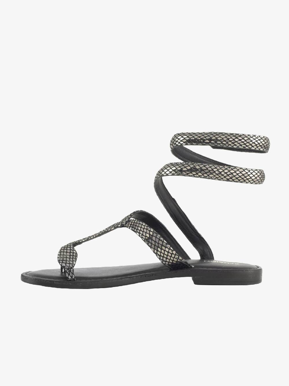 CB FUSION Sandali donna in pelle laminata argento Sottocosto