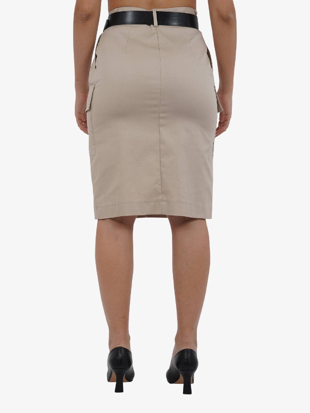 VICOLO Gonna midi con cintura TB0075 donna cotone beige Offerta Anniversario