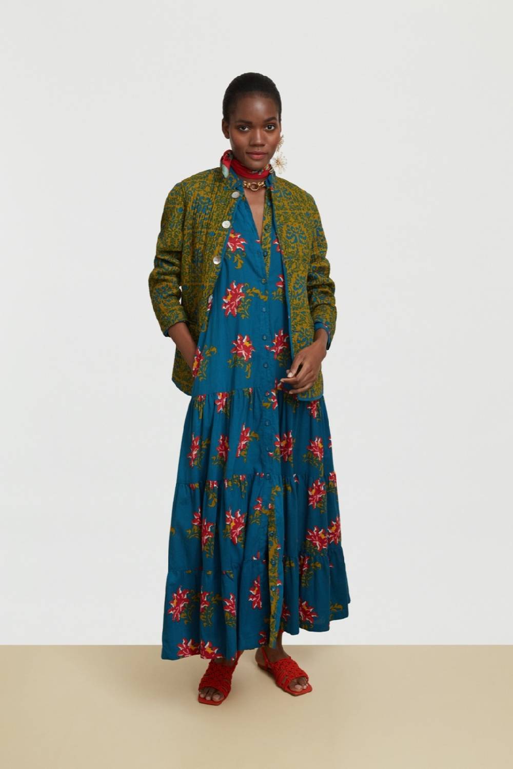 Lisa Corti abito tulsi tangeri rose teal Prezzo Ridotto
