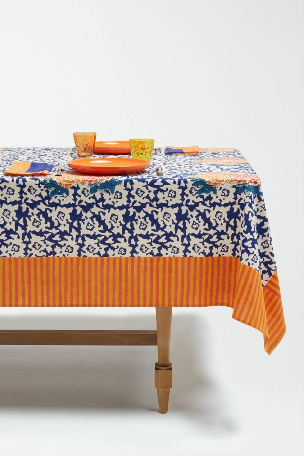 Lisa Corti telo cotone 180x270cm arabesque corolla blue natural Moda