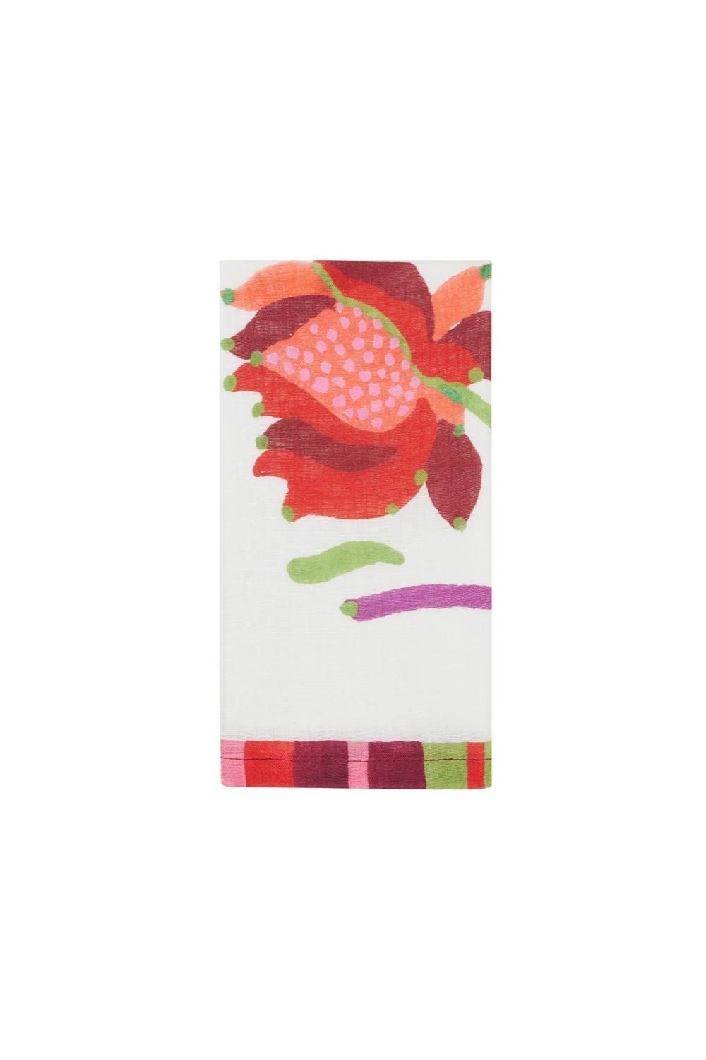 Lisa Corti tovagliolo lino 50x50cm japanese white red pink Nuovo